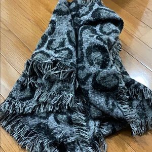 Oversized black leopard scarf